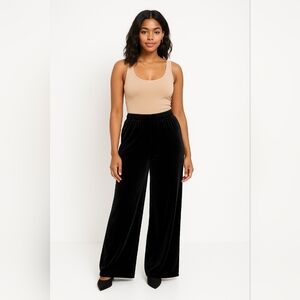 Zenana Velvet Wide Leg Pants in Black Size 2X
